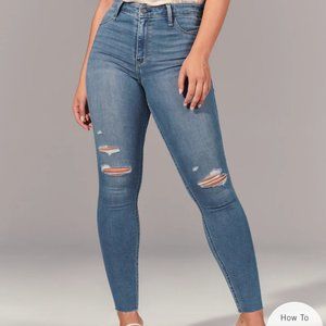 Abercrombie & Fitch Ripped High Rise Jeans Leggings Ripped Light Wash  Sz.0 25